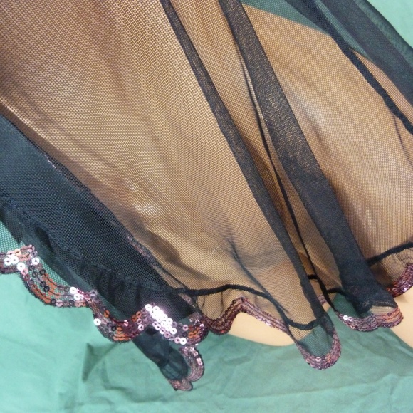 Victorias Secret 34C Medium Black Baby Doll Lingerie Sequin Bling - Picture 8 of 8